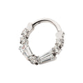 Titanium Clustered Prong Set Baguette & Round CZ Front Facing Hinged Segment Clicker
