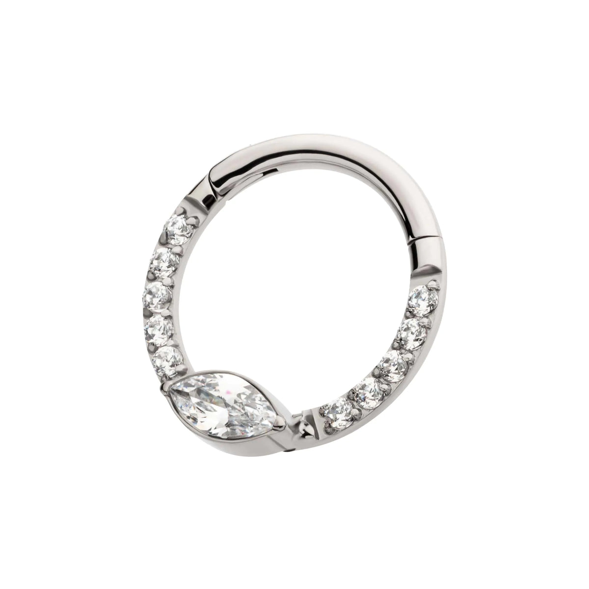 Titanium Eye CZ Front Facing Hinged Segment Clicker with CNC Set Round CZ