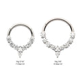 Titanium Clustered Prong Set Round CZ with Center Marquise CZ Front Facing Hinged Segment Clicker