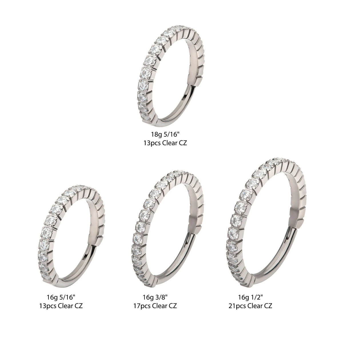 Titanium with Prong Set Full Clear CZ Side Facing Hinged Segment Clicker
