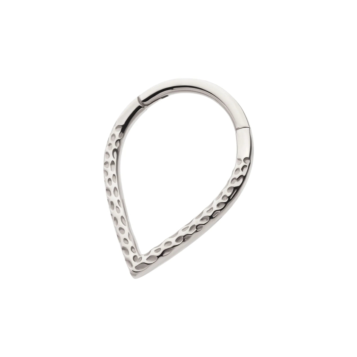 Titanium Hammered V-Shape Front Facing Hinged Segment Clicker