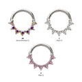 Titanium Seven Heart-Cut Gem Front Facing Hinged Segment Clicker