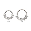 Titanium Baguette Crown Prong Set Gem Cluster Front Facing Hinged Segment Clicker