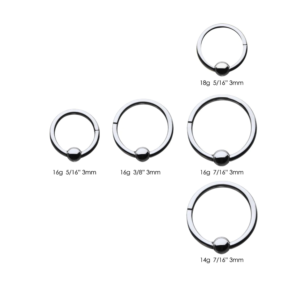 Titanium with 3mm Ball Hinged Segment Ring