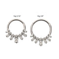 Titanium 7-Baguette Prong Set Gem Fan Cluster Front Facing Hinged Segment Clicker