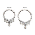 Titanium 7-Baguette Prong Set Gem Cluster Front Facing Hinged Segment Clicker