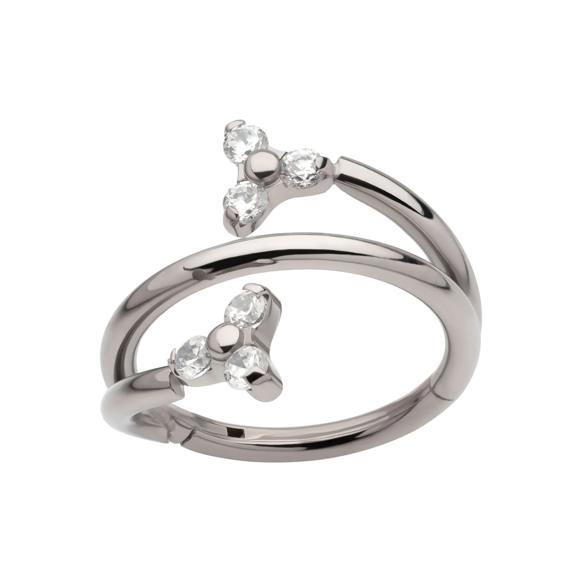 Titanium Double Ended Twist Side Facing Hinged Segment Clicker with Pronged Trinity CZ