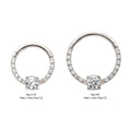 Titanium with 1mm CNC Set Full Clear CZ & Big Round CZ Front Facing Hinged Segment Clicker