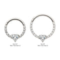 Titanium with 1mm CNC Set Full Clear CZ & Big Heart CZ Front Facing Hinged Segment Clicker