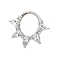 Titanium Clustered Prong Set Round & Teardrop CZ Front Facing Hinged Segment Clicker
