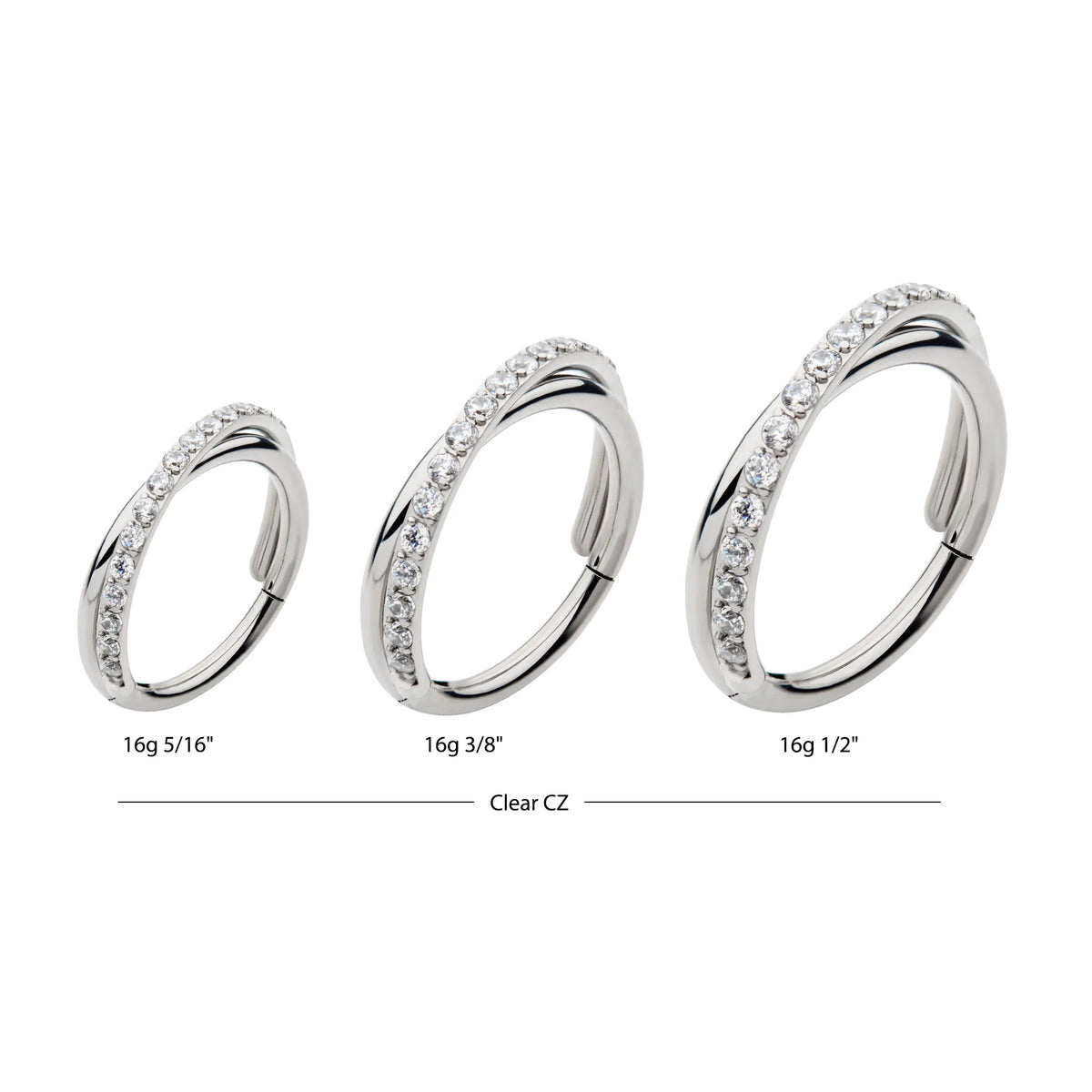 Titanium Crisscross with CZ Side Facing Hinged Segment Clicker