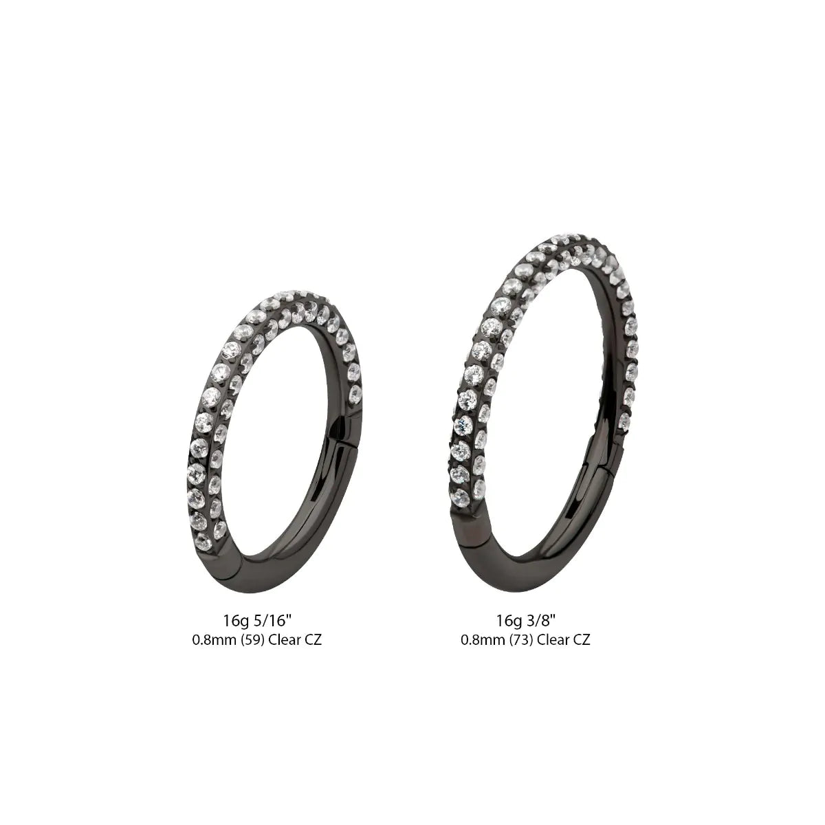 Black PVD Titanium 3 Row Pave Set 0.8mm Round Gem Hinged Segment Clicker