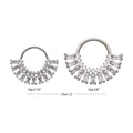Titanium Prong Set Baguette & Round Gem Cluster Fan Front Facing Hinged Segment Clickers