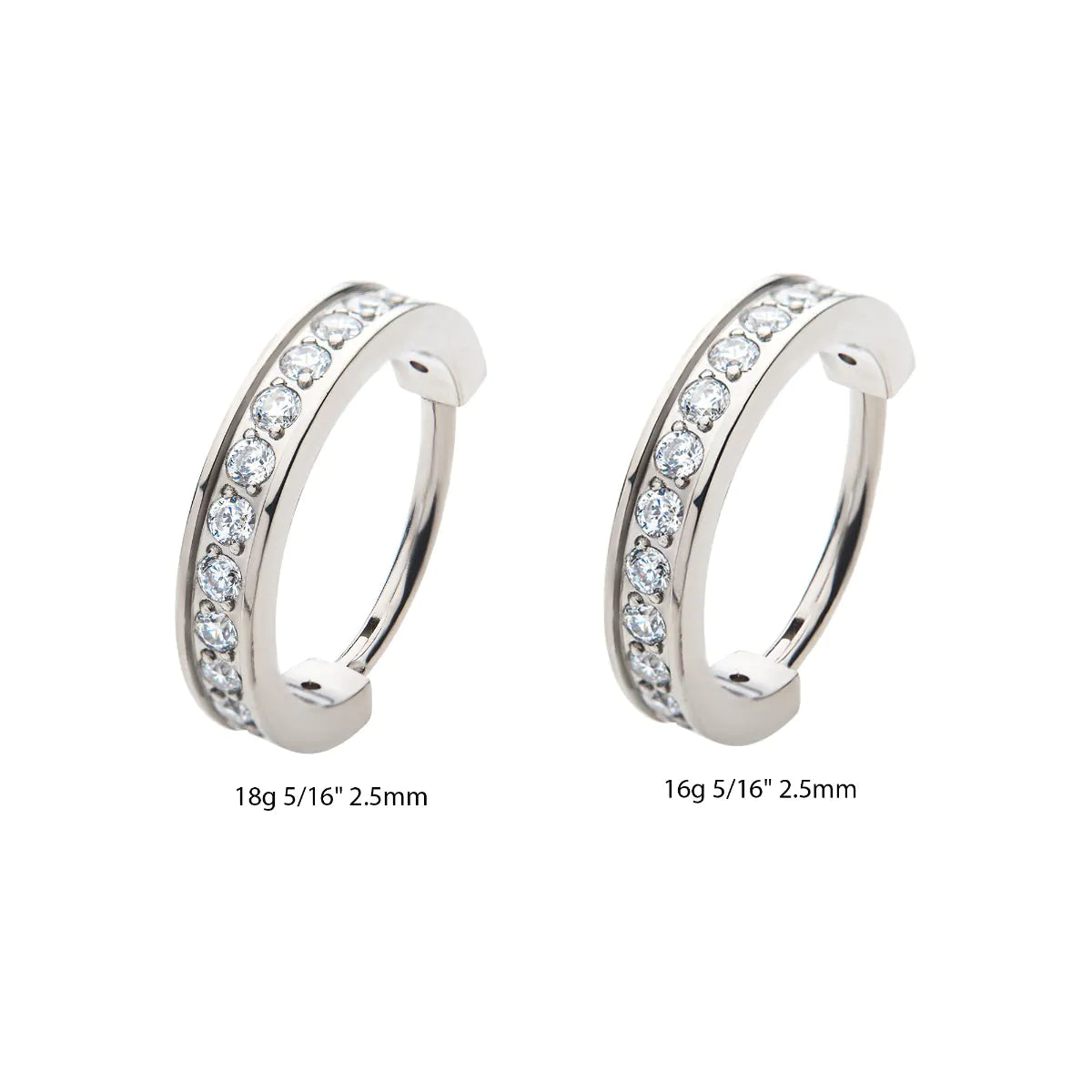 Titanium with Prong Set Clear AAA CZ 2.5mm Thick Hinged Segment Clicker