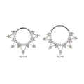 Titanium Pave Set Round CZ with Tri Beads Front Facing Hinged Segment Clicker