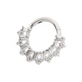 Titanium Clustered Prong Set Round & Baguette CZ Front Facing Hinged Segment Clicker