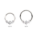 Titanium Clustered Prong Set Princess Gem Front Facing Hinged Segment Clicker