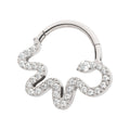Titanium Pave Round CZ Snake Front Facing Hinged Segment Clicker