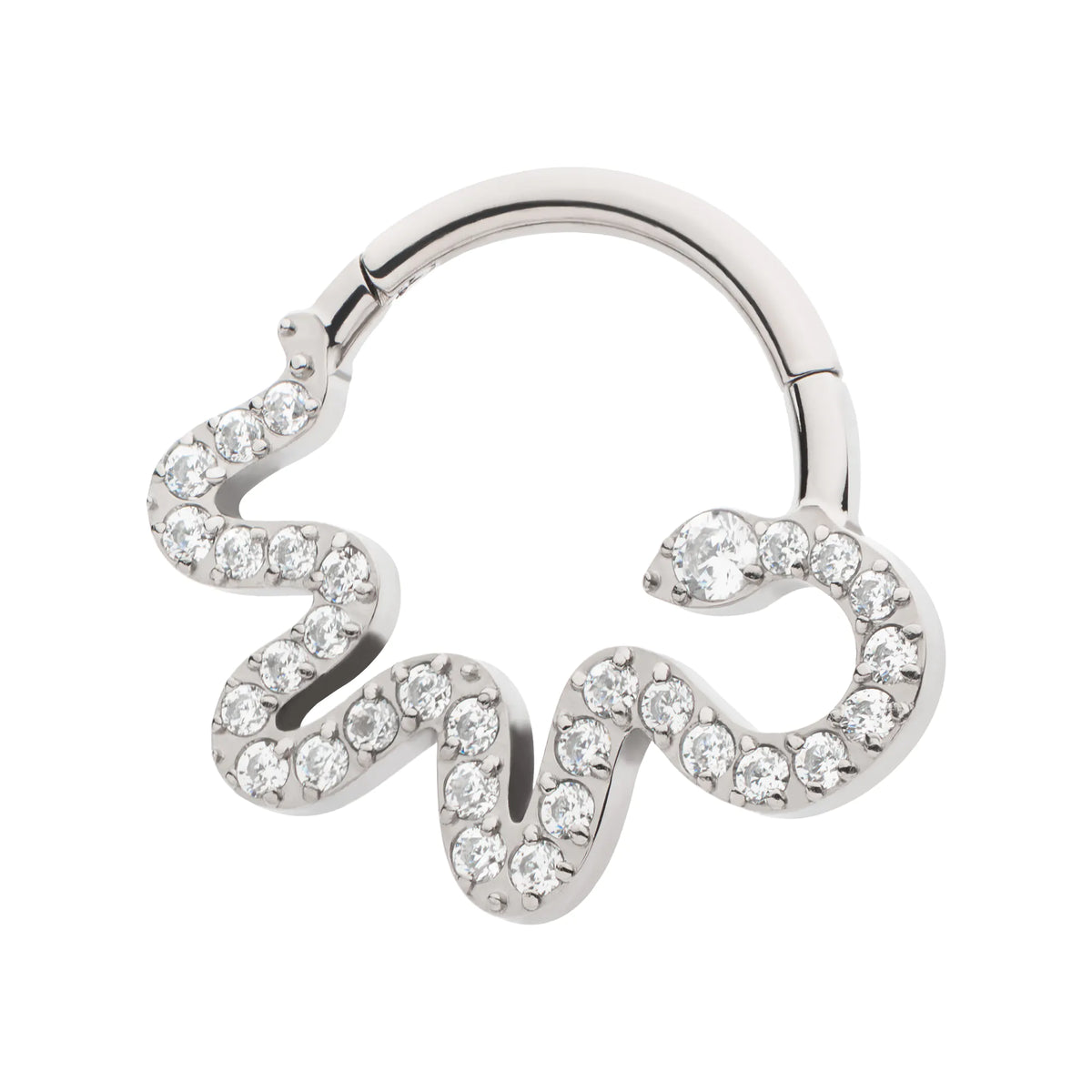Titanium Pave Round CZ Snake Front Facing Hinged Segment Clicker