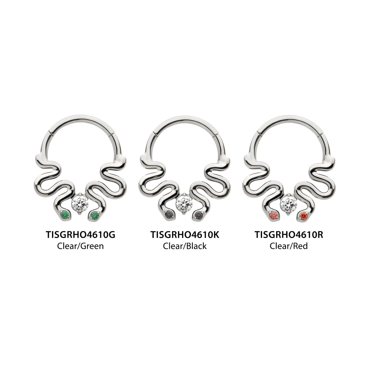 Titanium Pronged Round CZ Duo Snake Front Facing Hinged Segment Clicker