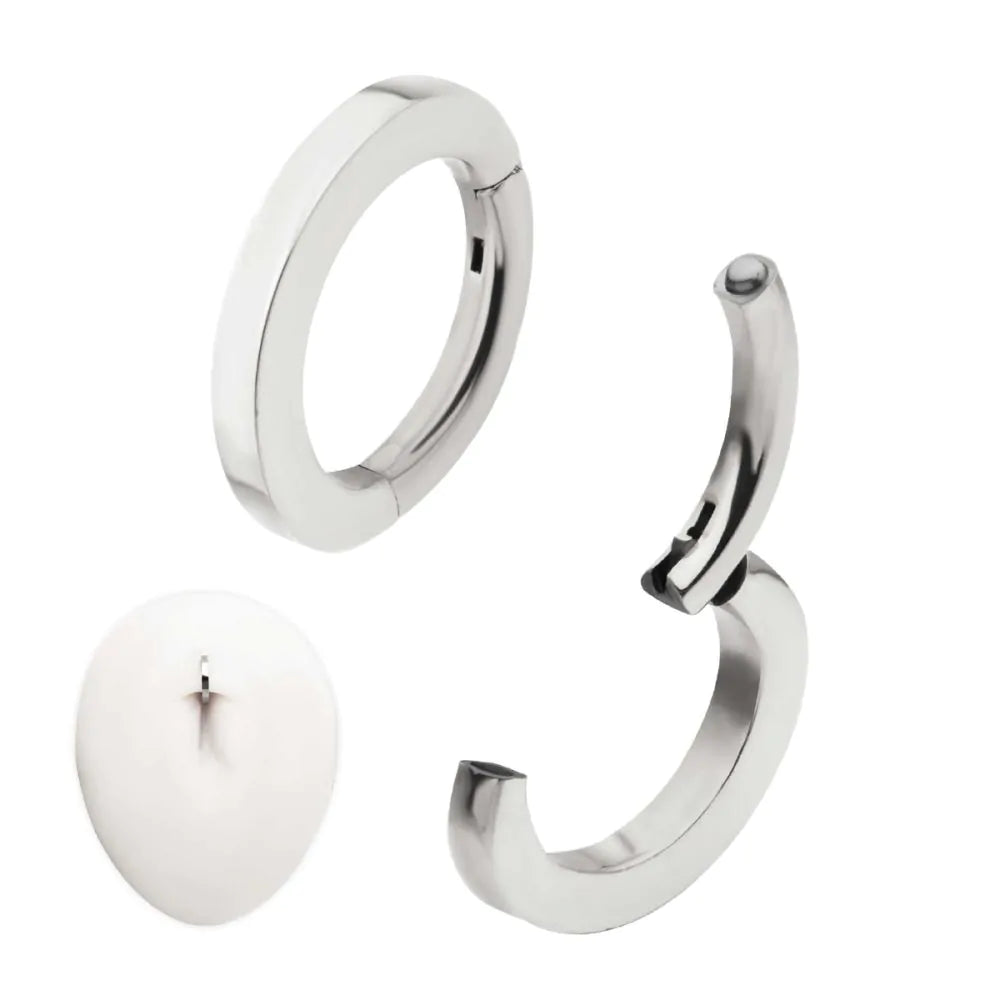 14g Titanium Oval Shape Hinged Segment Clicker (for Navel Piercing)