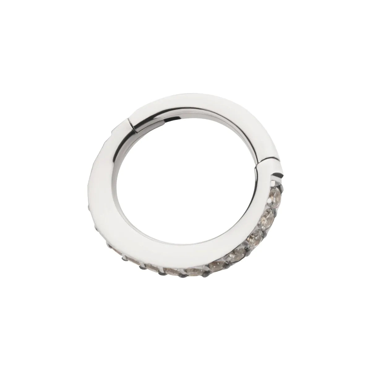 16g Titanium Oval Shape with CNC Set Full Clear CZ Hinged Segment Clicker