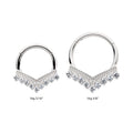 Titanium 9 Cluster Prong Set Round CZ Chevron Front Facing Hinged Segment Clicker