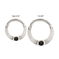Titanium Radiant Hoop with Black Prong Set Gem Front Facing Hinged Segment Clicker