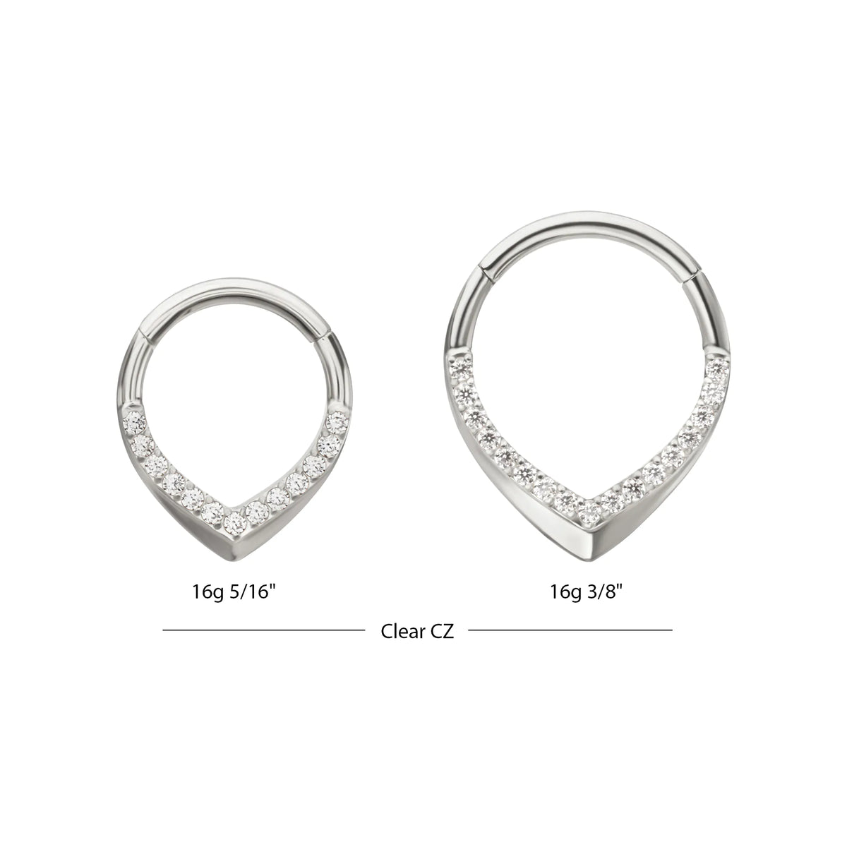 Titanium Pave Gem V-Shape Front Facing Hinged Segment Clicker