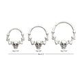 Titanium Skull & Bone with Black CZ Gem Eyes Front Facing Hinged Segment Clicker