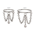 Titanium Triple Chain Dangle with Floating Teardrop Gem Hinged Segment Clicker