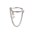 Titanium Chain Dangle Hinged Segment Clicker with Floating Marquise CZ Gem