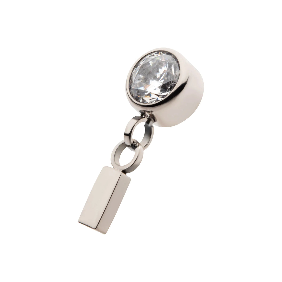 Titanium Internally Threaded Bezel Set CZ with Dangling Bar Top
