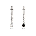 Titanium Internally Threaded Dangle Chain Bezel Teardrop CZ Dagger Top