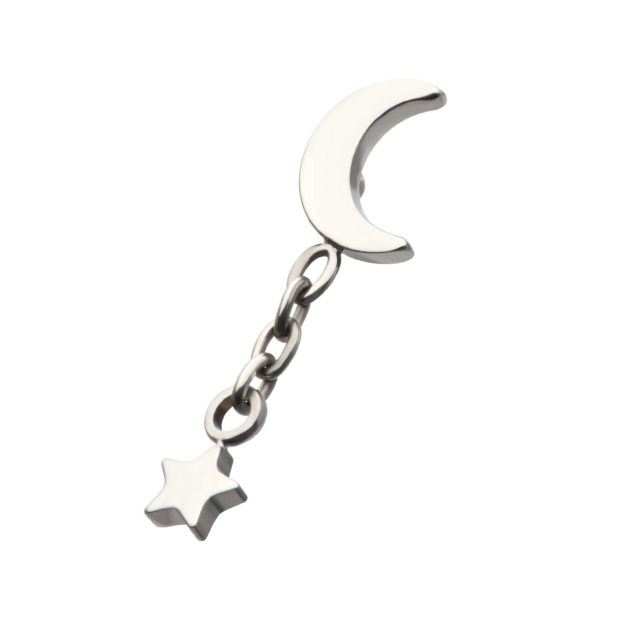 Titanium Internally Threaded Crescent Moon Top with Dangle Star