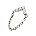 Titanium Internally Threaded 5-Cluster Round AAA CZ Chevron Shape Top with Dangle Chain