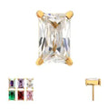Titanium Threadless "Luxe Baguette" Prong Set Gem Top