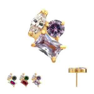 Titanium Threadless "Harmony Cluster" Prong Set Gem Top