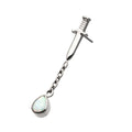 Titanium Threadless Dagger Top with Bezel Set Teardrop Opal Chain Dangle