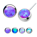 Titanium Threadless Bezel Set Synthetic Opal Side Facing Top
