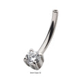 Titanium Threadless Fixed Bottom Prong Set Gem Curved Barbell