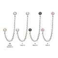 Titanium Threadless Double Bezel Set Gem Top with Rolo Chain Dangle