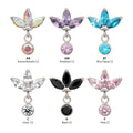 Titanium Threadless 3 Marquise Fan Top with Bezel Gem Dangle