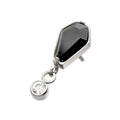 Titanium Threadless Dangle Bezel Round & Coffin CZ Top