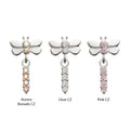 Titanium Threadless Dragonfly Top with Prong Set 4-Gem Dangle