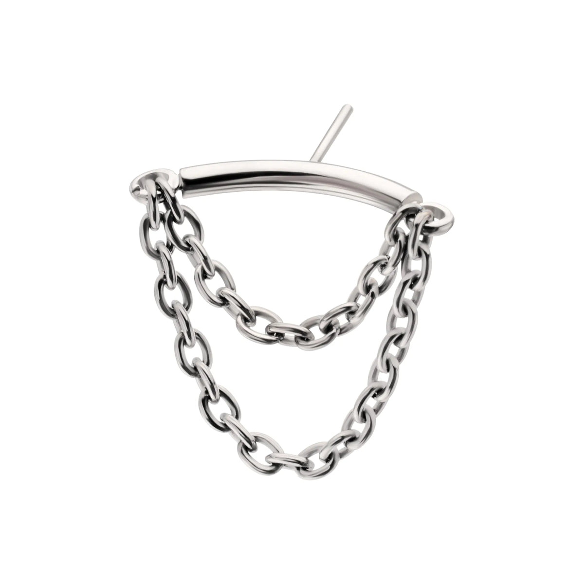 Titanium Threadless Vertical Helix Curved Bar Top with 2-Tier Chain Dangle