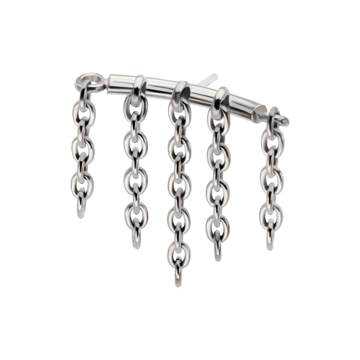 Titanium Threadless Vertical Helix Curved Bar Top with 5-Chain Dangle