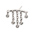 Titanium Threadless Vertical Helix Curved Bar Top with 5-Chain Bezel Gem Dangle