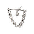 Titanium Threadless Vertical Helix Curved Bar Top with CZ Chain Dangle & Floating Gem