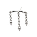 Titanium Threadless Vertical Helix Curved Bar Top with 3 Spiked Chain Dangle